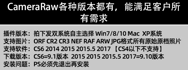 CameraRaw最新版，PS后期修图调色滤镜插件工具！支持PS2024