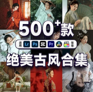 500+中国风古风调色预设打包下载，支持PS/剪映/达芬奇/Pr等-东升资源网